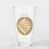 Verre 50e anniversaire Mariage Rose Golden Glass (Dos)