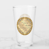 Verre 50e anniversaire Mariage Rose Golden Glass (Devant)