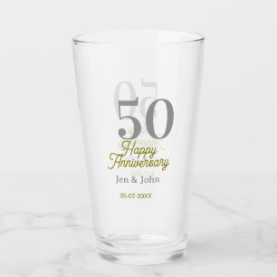Verre 50e anniversaire nom date argent or date