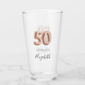 Verre 50e anniversaire rose or nom (Devant)