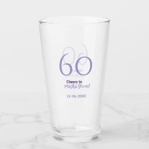 Verre 60 ans et fêtard anniversaire violet nom date styl