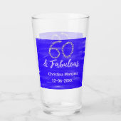 Verre 60 & fabuleux anniversaire bleu argent ajouter nom (Dos)