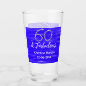 Verre 60 & fabuleux anniversaire bleu argent ajouter nom (Devant)