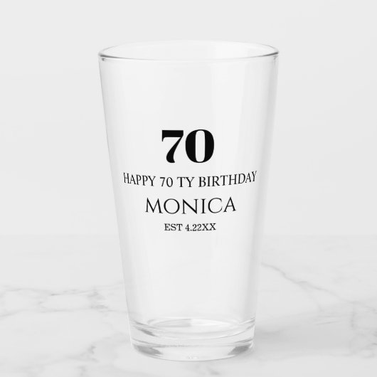 Verre 70th happy birthday custom name Glass Cup (Devant)