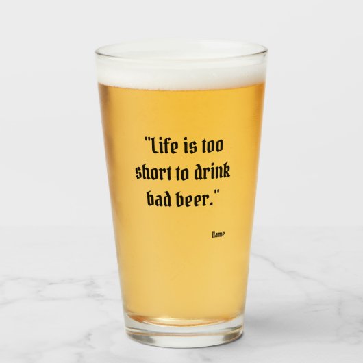 Verre à bière avec citation drôle (Devant (rempli))