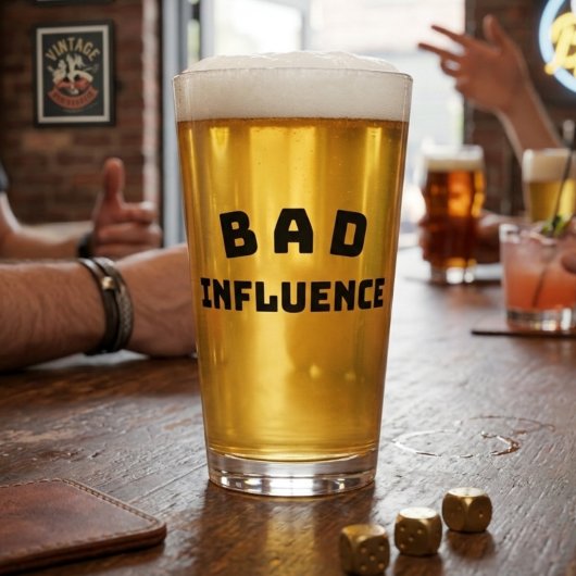 Verre à bière BAD Influence – Typographie noire gr