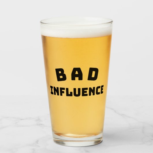 Verre à bière BAD Influence – Typographie noire gr (Devant (rempli))