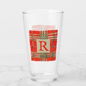 Verre à bière en pinte Tartan RED SCOTT + Initiale (Dos)
