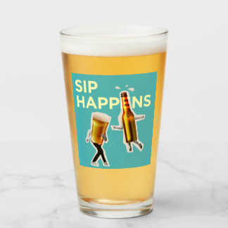 Verre à bière fantaisiste et léger "Sip Happens"