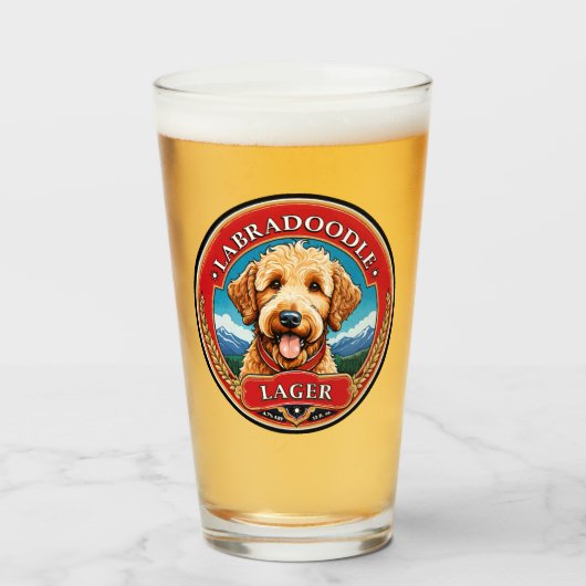 Verre à bière Labradoodle Golden Doodle (Devant (rempli))