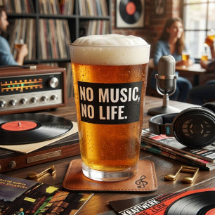 Verre à bière No Music No Life – Noir et blanc gra