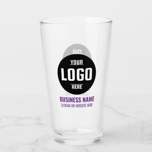 Verre à bière personnalisé 16oz avec logo et texte (Devant)