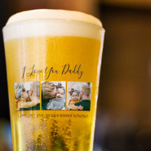 Verre à bière personnalisé avec 3 photos Je t'aime