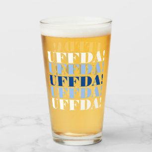 Verre à bière Uffda bleu et blanc