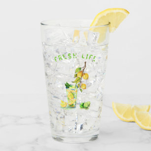Verre à boire au citron frais - Texte personnalisé