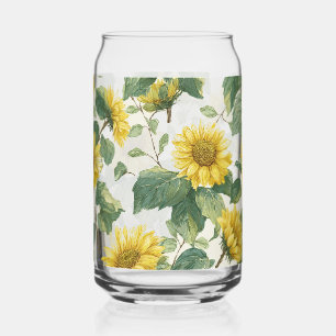Verre à boire floral aquarelle tournesol rustique 