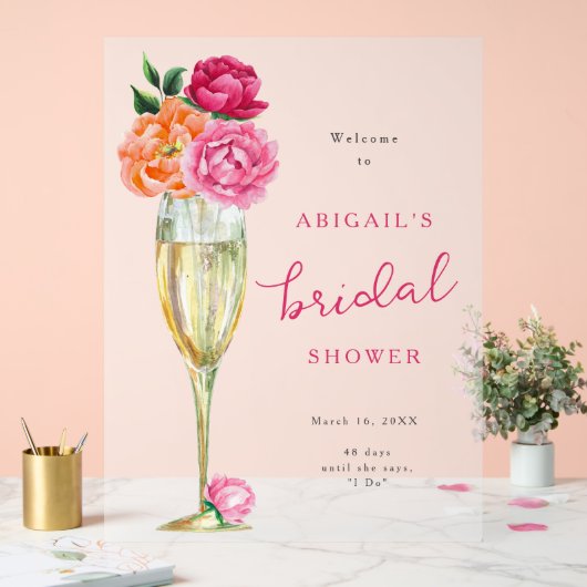 Verre à champagne Bright Peony Shower de Mariée gi (Mariage)