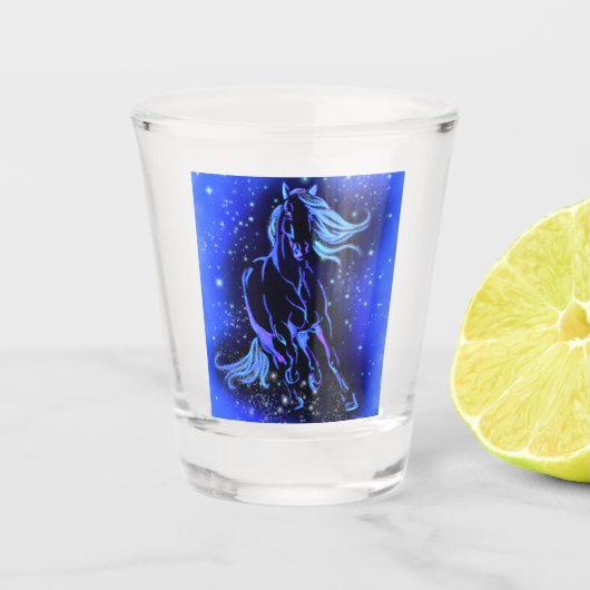 Verre À Cheval Couchant Au Lune Étoile Nuit (Devant)