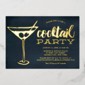 Verre à Martini Bleu Chic Invitation de Fête Cockt (Recto)