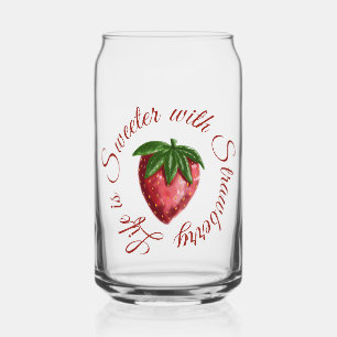 Verre à motif de fraise dessiné à la main, doux co