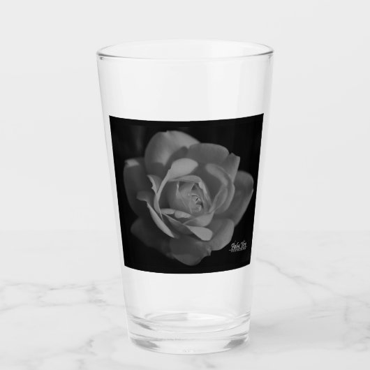 Verre à Pilsner Rose Noir & Blanc | Citation d'Amo (Devant)