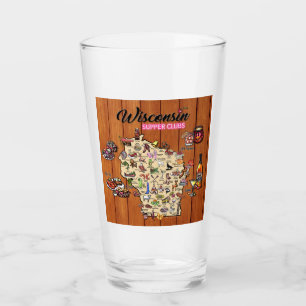 Verre à pinte - Carte du club de soupe du Wisconsi