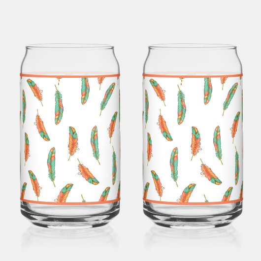 Verre à plumes orange et vert (Recto)