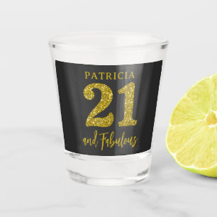 Verre A Shot 21 ans et Fabuleux Photo Noir Or 21e Anniversaire
