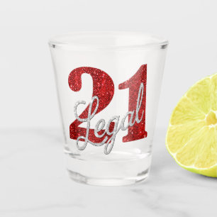 Verre A Shot 21 et juridique Parties scintillant Red Faux 21e