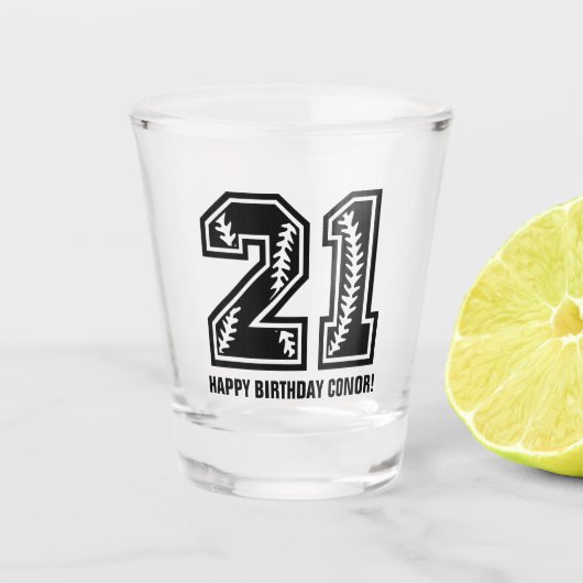 Verre A Shot 21e anniversaire masculin moderne (Devant)