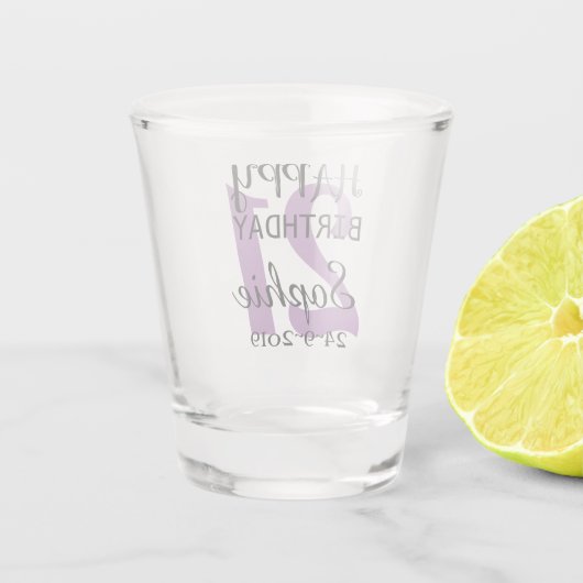 Verre A Shot 21ème anniversaire personnalisé (Dos)