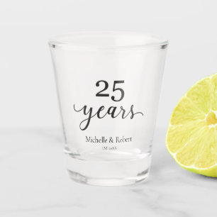 Verre A Shot 25 ans mariage argent anniversaire Elégant