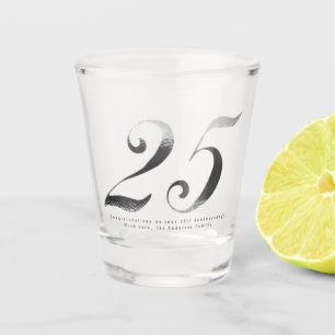 Verre A Shot 25e anniversaire Mariage d'argent