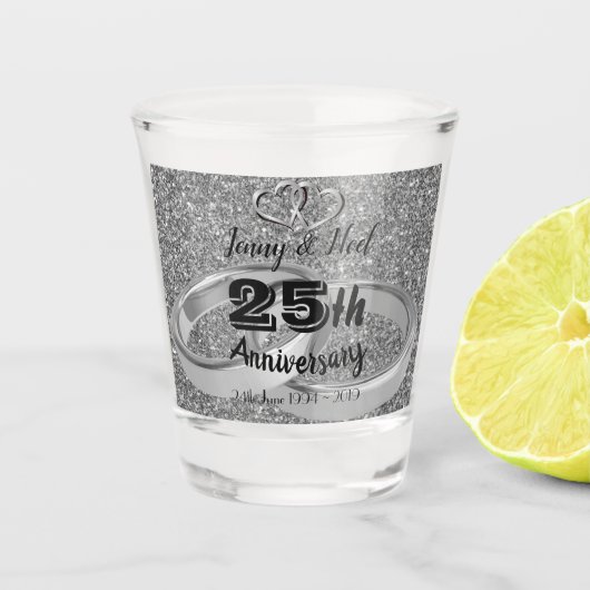 Verre A Shot 25e anniversaire Mariage personnalisé (Devant)