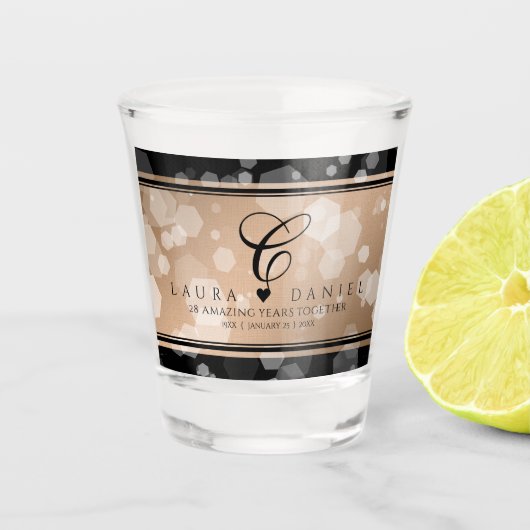 Verre A Shot 28e anniversaire du Mariage de lin élégant (Devant)
