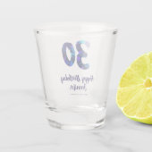 Verre A Shot 30e anniversaire ajouter nom date année bleu scint (Dos)