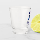 Verre A Shot 30e anniversaire ajouter nom date année bleu scint (Gauche)