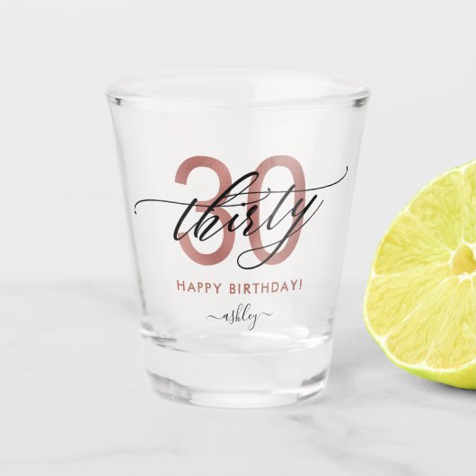 Verre A Shot 30e anniversaire Chic Parties scintillant Ombre (Devant)