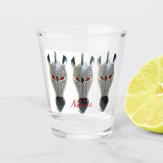 Verre A Shot 3 masques en bois de zèbre découpés par Africain (Devant)