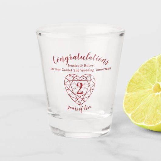 Verre A Shot 3e anniversaire du mariage du grenat 2 ans d'amour (Devant)