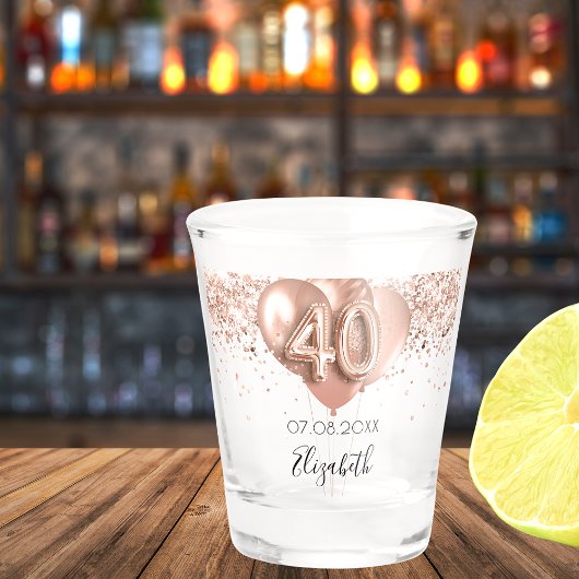 Verre A Shot 40e anniversaire rose nom des ballons d'or