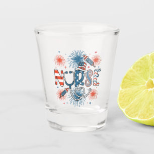 Verre A Shot 4 juillet infirmière patriotique