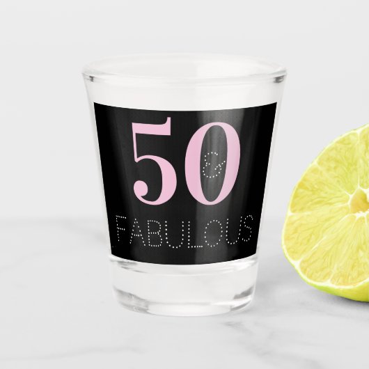 Verre A Shot 50 et fabuleux Black Pink Anniversaire Fête Favor (Devant)