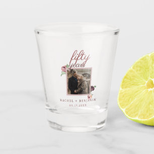 Verre A Shot 50e Anniversaire Photo Personnalisée Élégante Flor