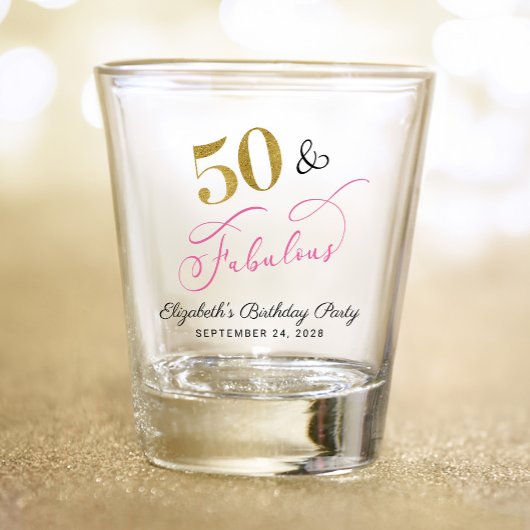 Verre A Shot 50e anniversaire Pink Gold Party Favor