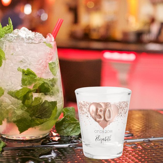 Verre A Shot 50e anniversaire rose nom des ballons d'or