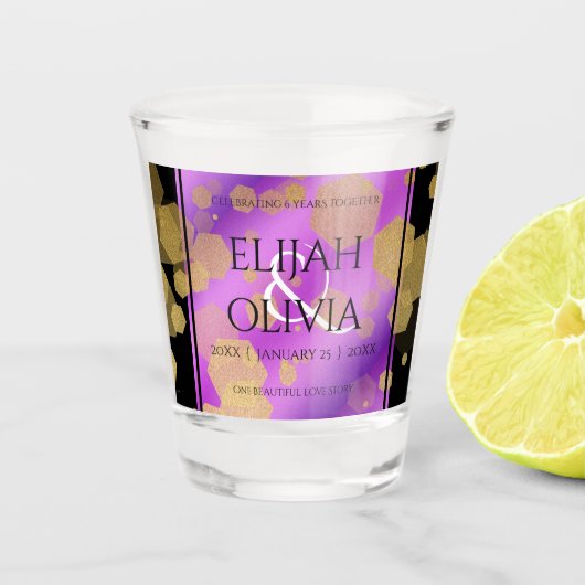 Verre A Shot 6e 33e 47e 48e anniversaire du Mariage Améthyste (Devant)