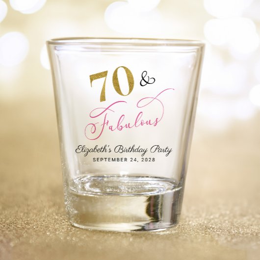Verre A Shot 70e anniversaire Pink Gold Party Favor