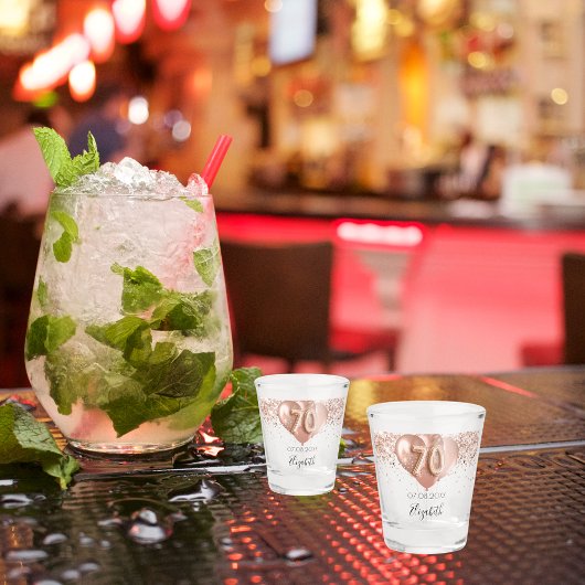 Verre A Shot 70e anniversaire rose nom des ballons d'or