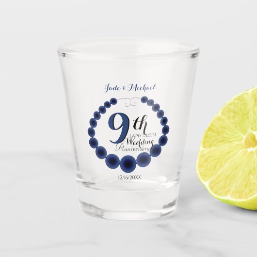 Verre A Shot 9e anniversaire du Mariage Lapis Lazuli (Devant)